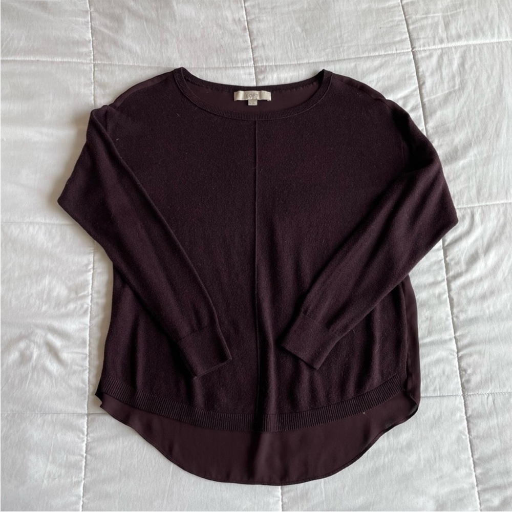 LOFT Maroon Long Sleeve Sweater Top